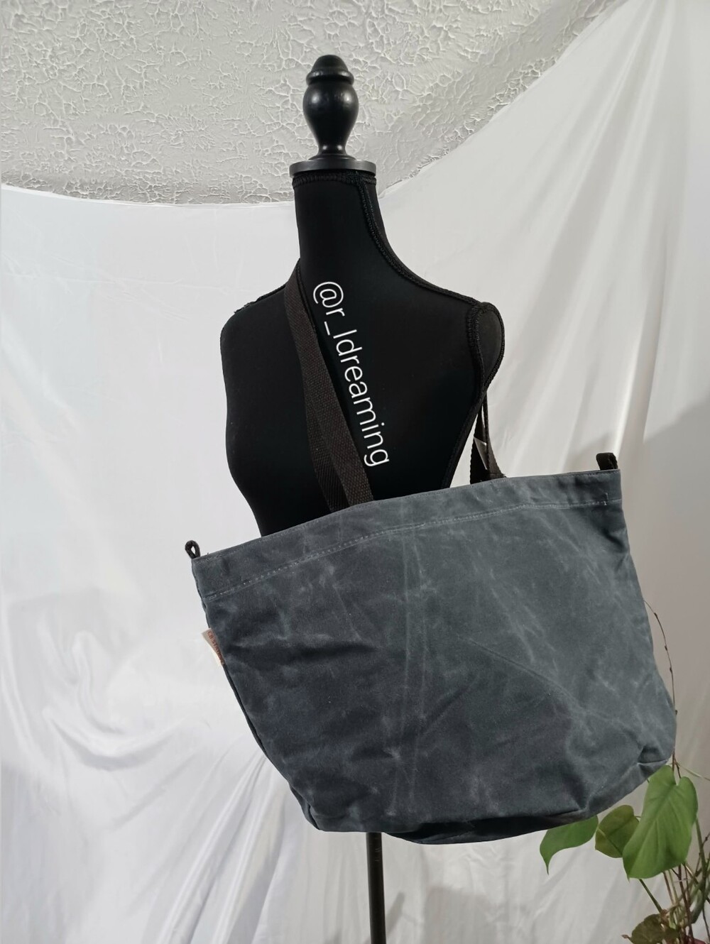 NWT CB Station Slate Waxed Drawstring Market Tote One Size